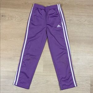 Adidas Kids Violet Joggers with White Stripes